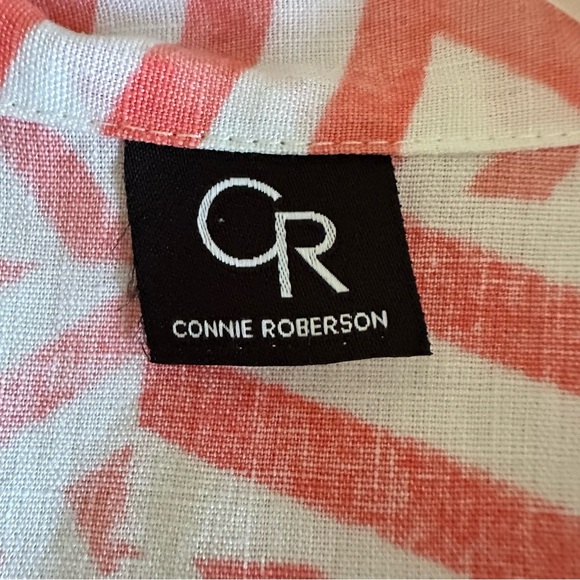 Connie Roberson Shirt Womens L Linen Button Up Geometric Lagenlook Made in USA - Picture 11 of 15